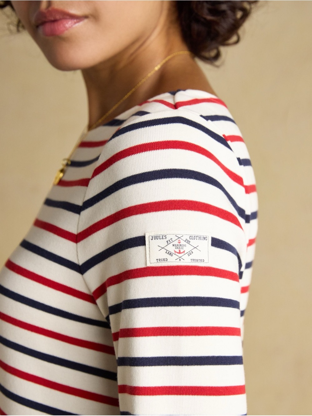NWOT Joules Harbour Navy & Red Striped Euro Summer Parisian Boat Neck Breton Top